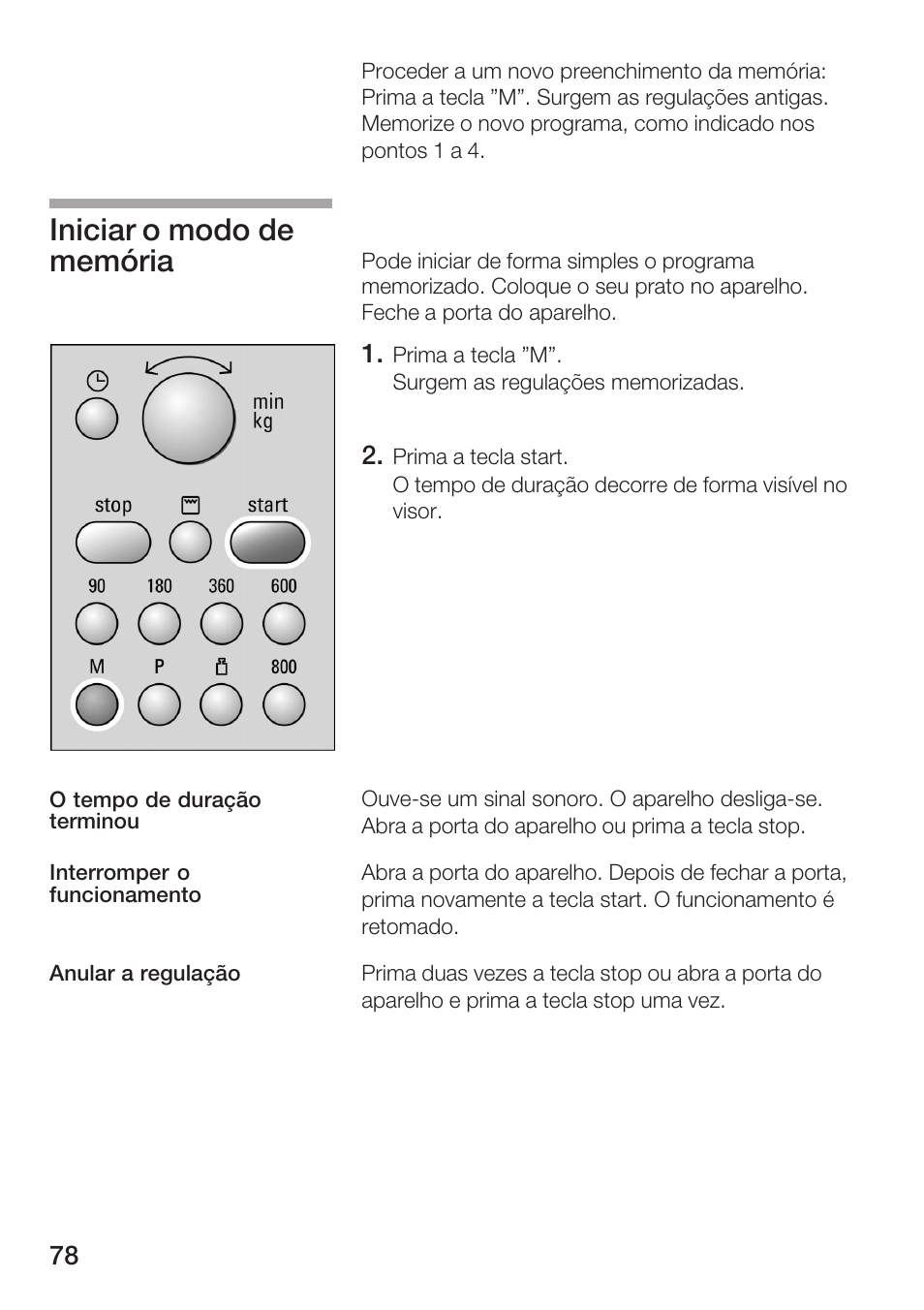 Iniciar o modo de memória | Siemens HF15G561 User Manual | Page 78 / 164