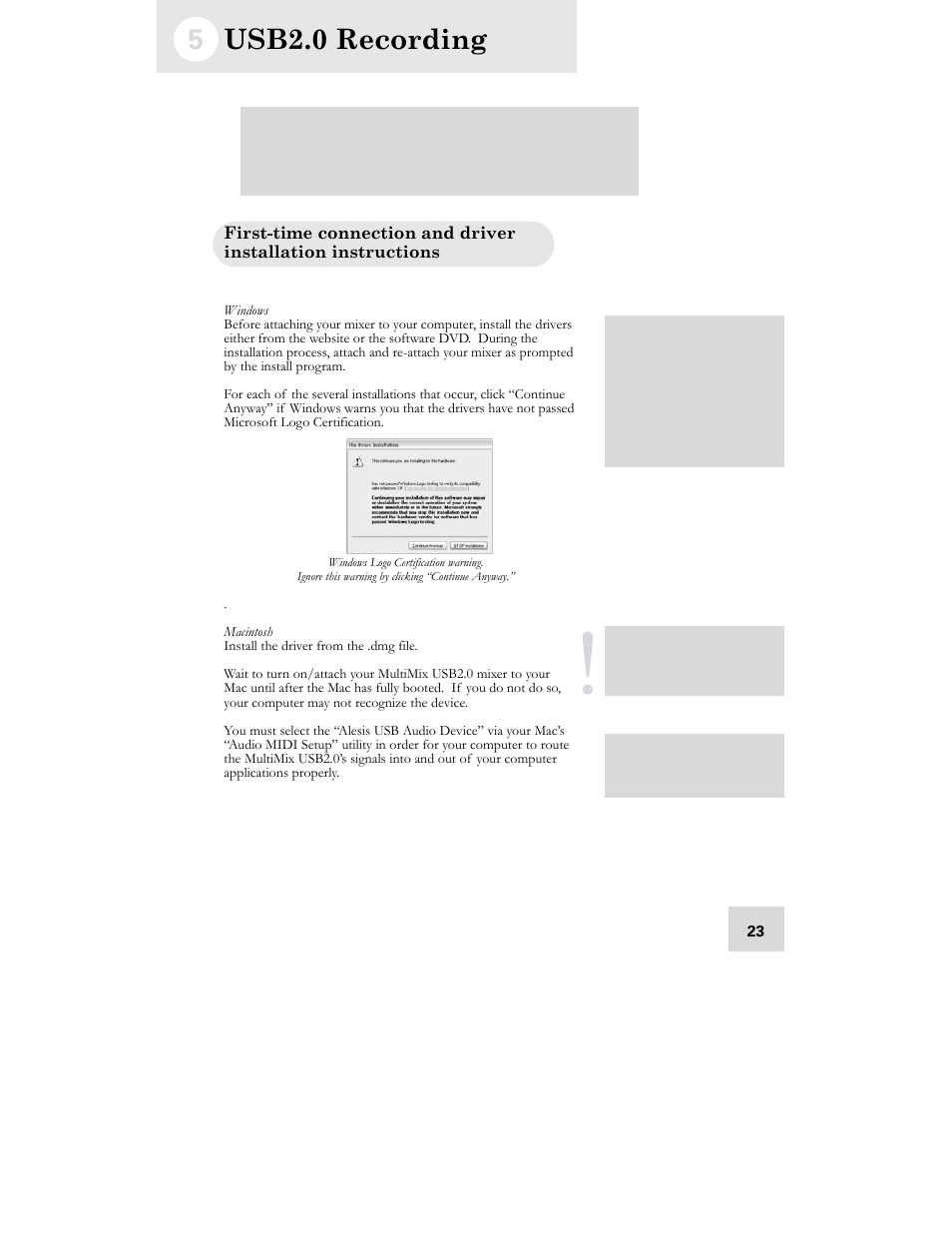 Usb2.0 recording | ALESIS MULTIMIX USB2.0 User Manual | Page 25 / 58