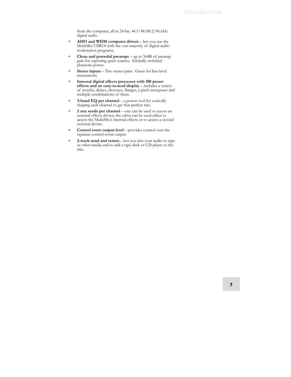Introduction | ALESIS MULTIMIX USB2.0 User Manual | Page 9 / 58