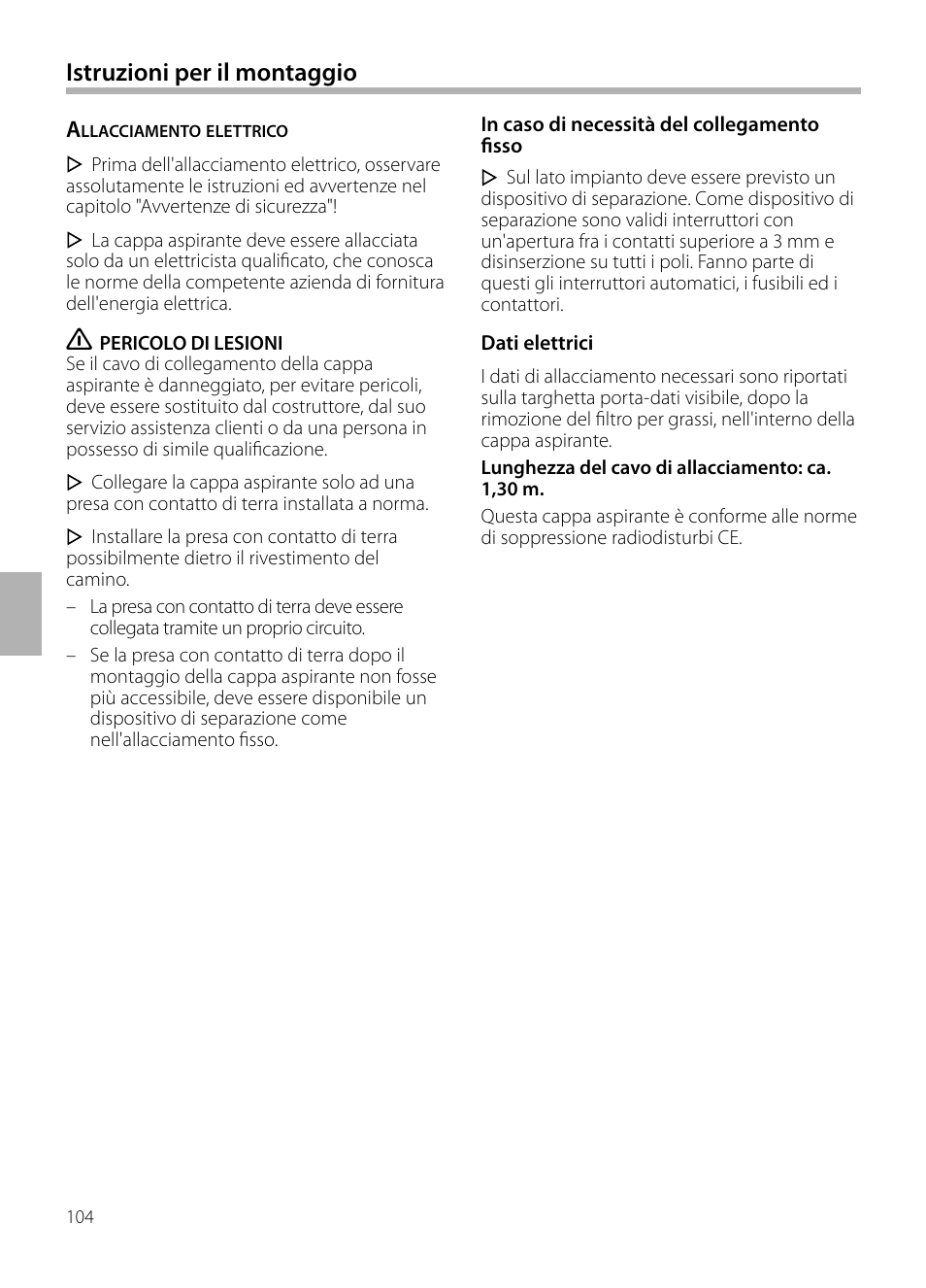 Istruzioni per il montaggio | Siemens LC258BA90 User Manual | Page 104 / 156