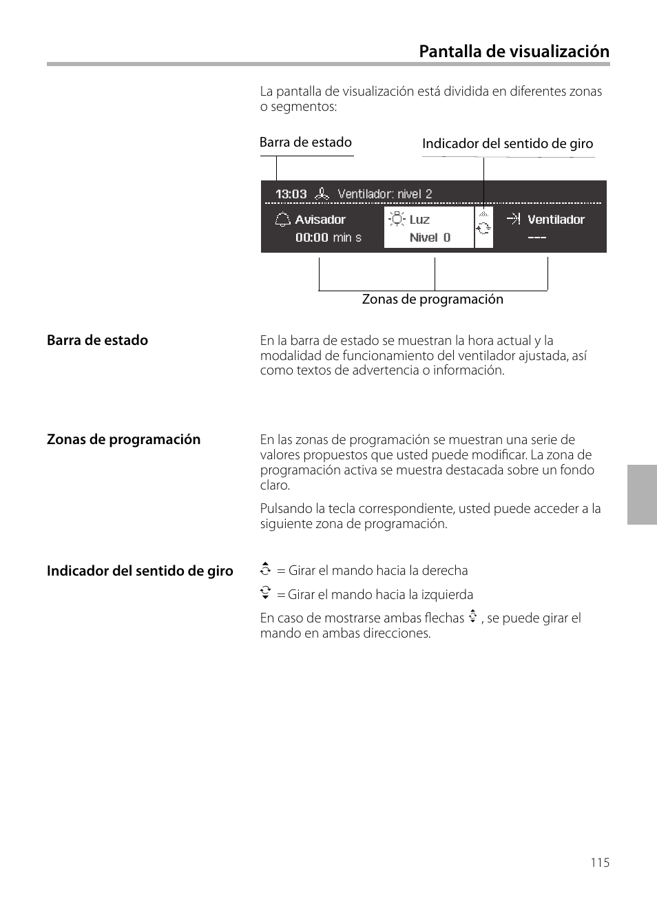 Pantalla de visualización | Siemens LC258BA90 User Manual | Page 115 / 156
