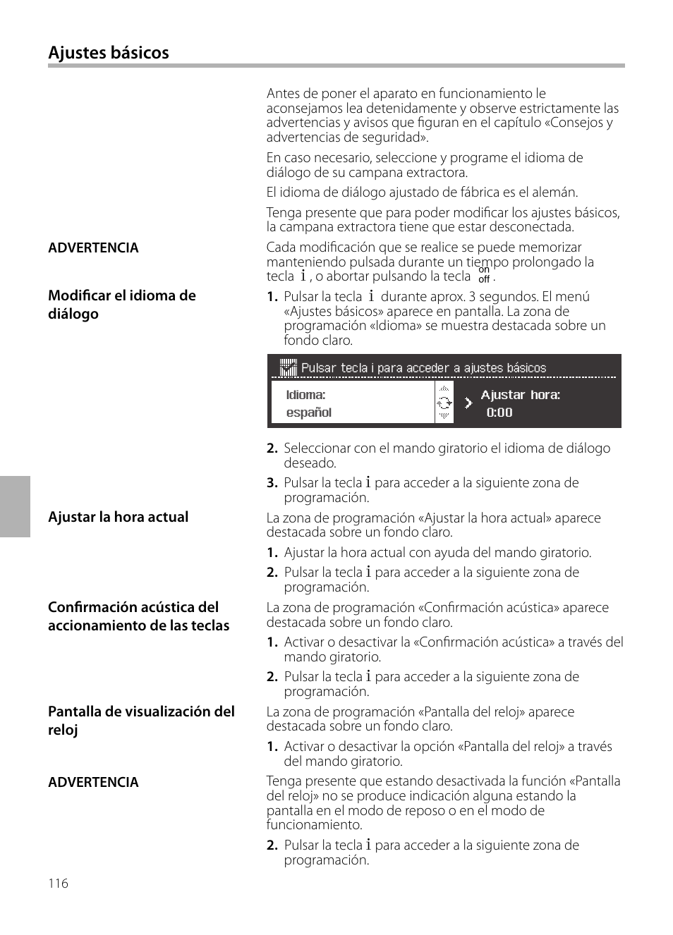 Ajustes básicos | Siemens LC258BA90 User Manual | Page 116 / 156