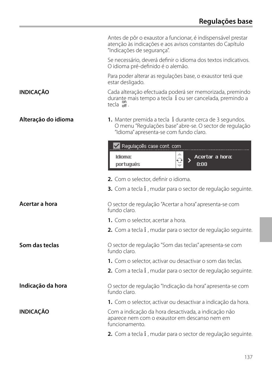 Regulações base | Siemens LC258BA90 User Manual | Page 137 / 156