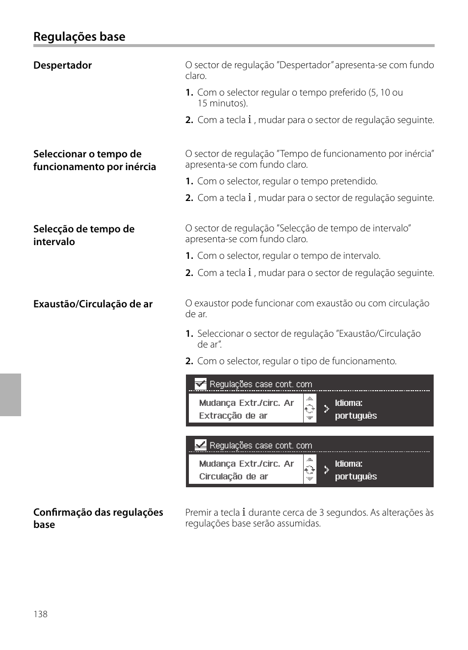 Regulações base | Siemens LC258BA90 User Manual | Page 138 / 156