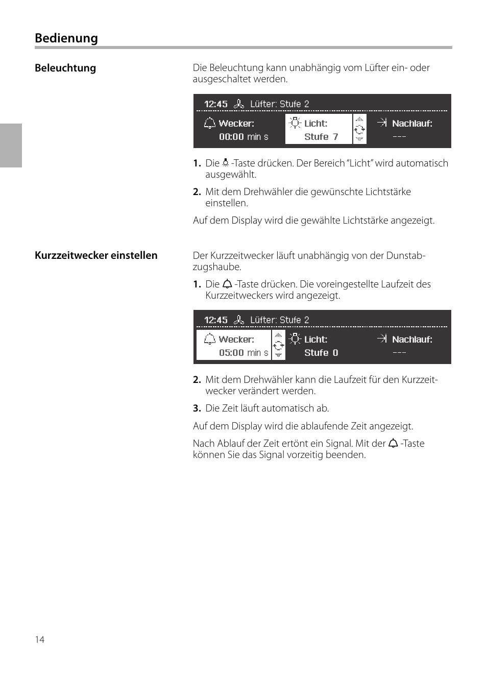 Bedienung | Siemens LC258BA90 User Manual | Page 14 / 156