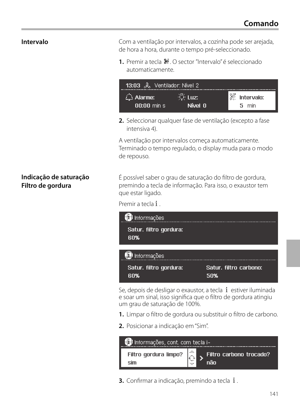 Comando | Siemens LC258BA90 User Manual | Page 141 / 156