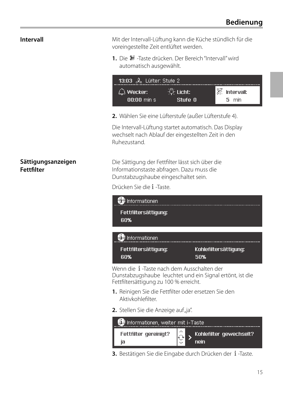 Bedienung | Siemens LC258BA90 User Manual | Page 15 / 156