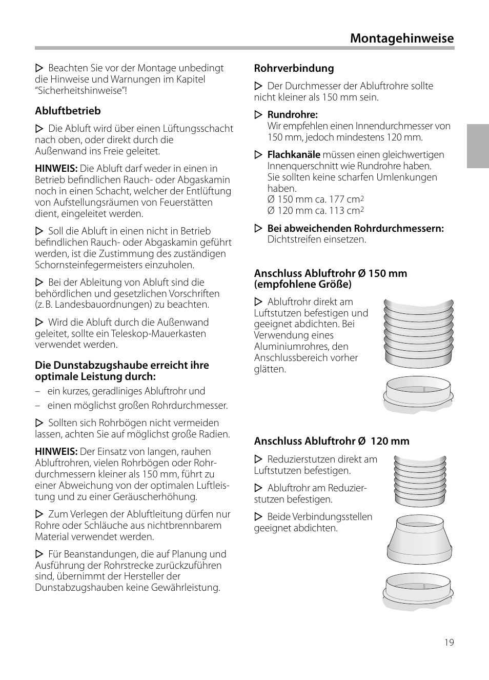 Montagehinweise | Siemens LC258BA90 User Manual | Page 19 / 156