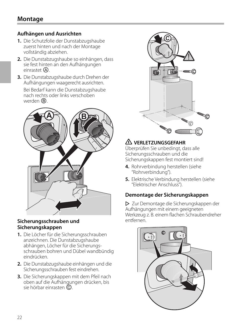 Montage | Siemens LC258BA90 User Manual | Page 22 / 156