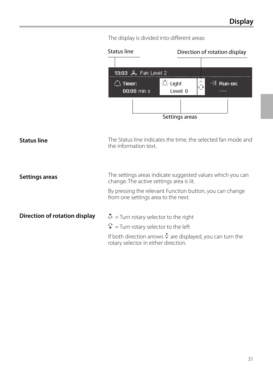 Display | Siemens LC258BA90 User Manual | Page 31 / 156