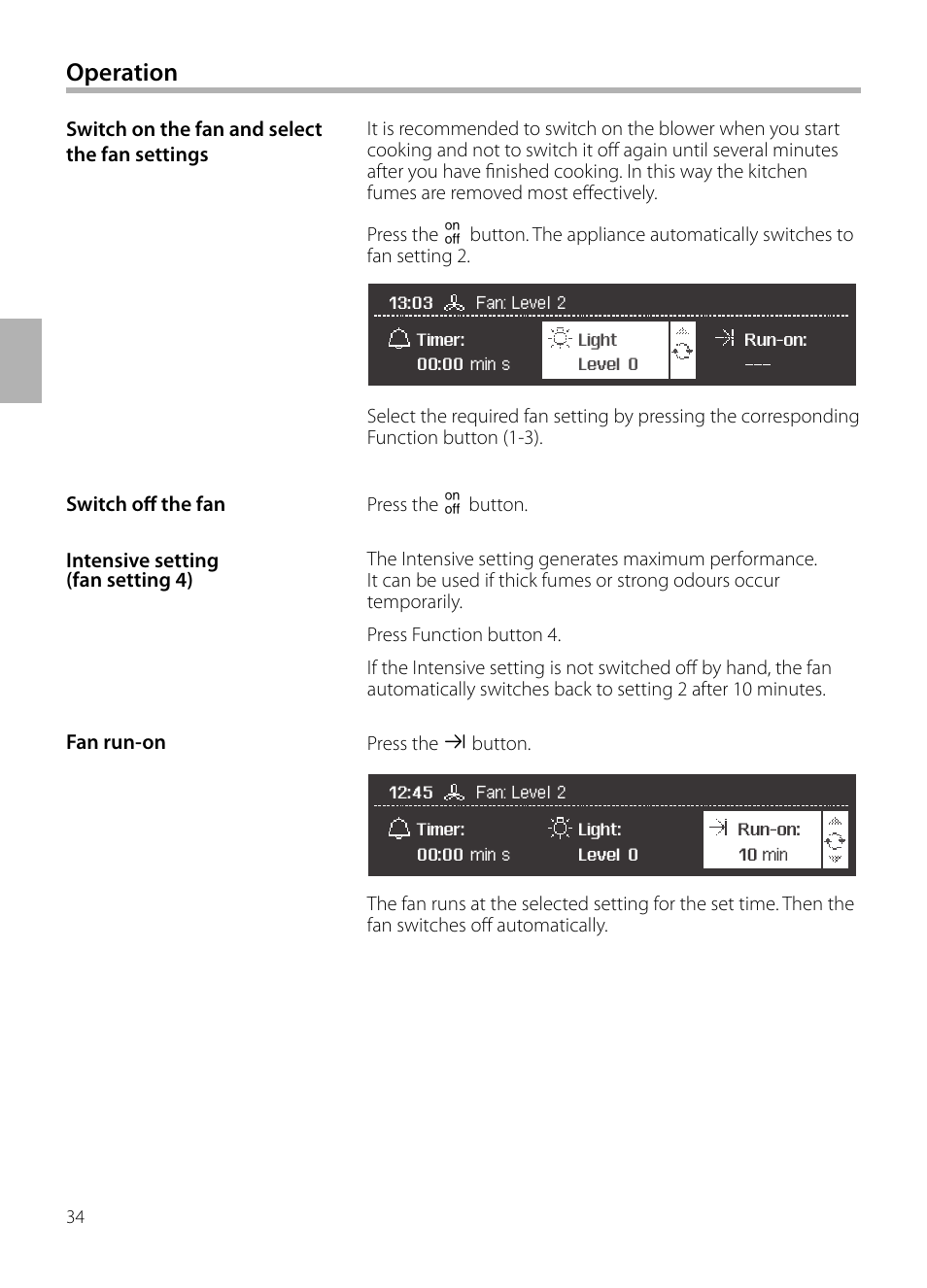 Operation | Siemens LC258BA90 User Manual | Page 34 / 156