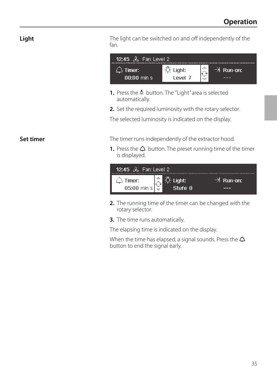 Operation | Siemens LC258BA90 User Manual | Page 35 / 156