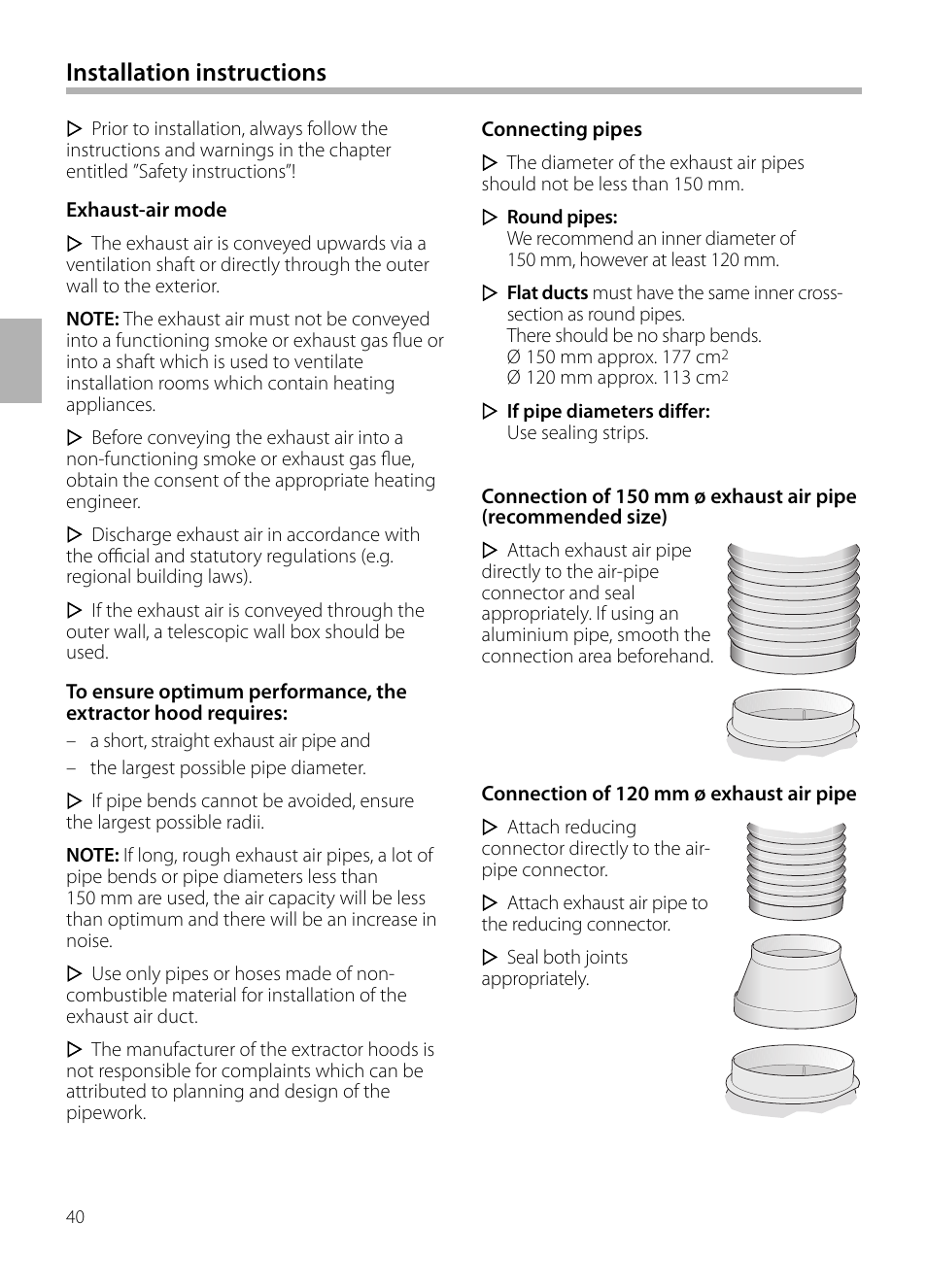 Installation instructions | Siemens LC258BA90 User Manual | Page 40 / 156