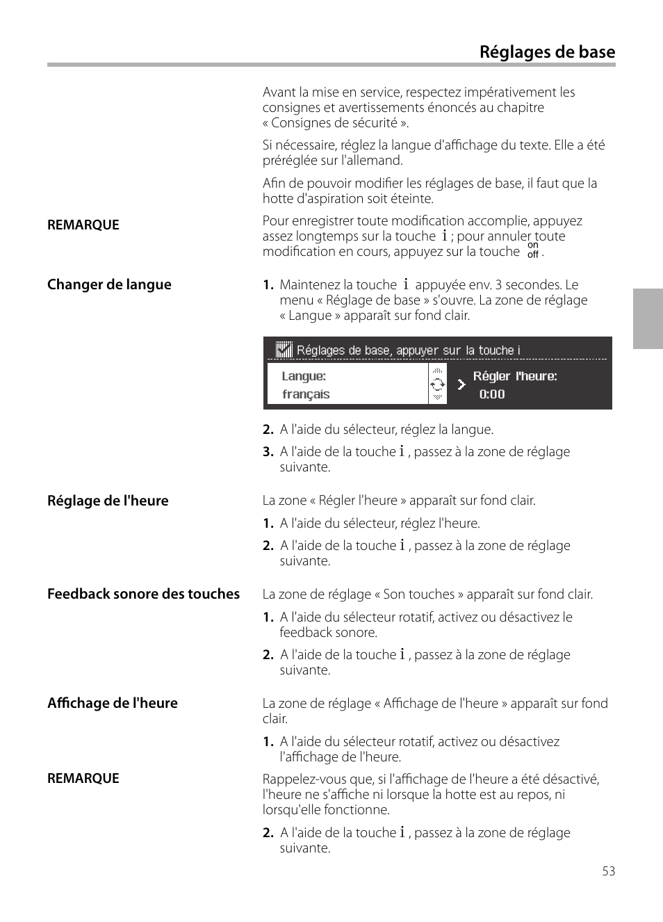 Réglages de base | Siemens LC258BA90 User Manual | Page 53 / 156