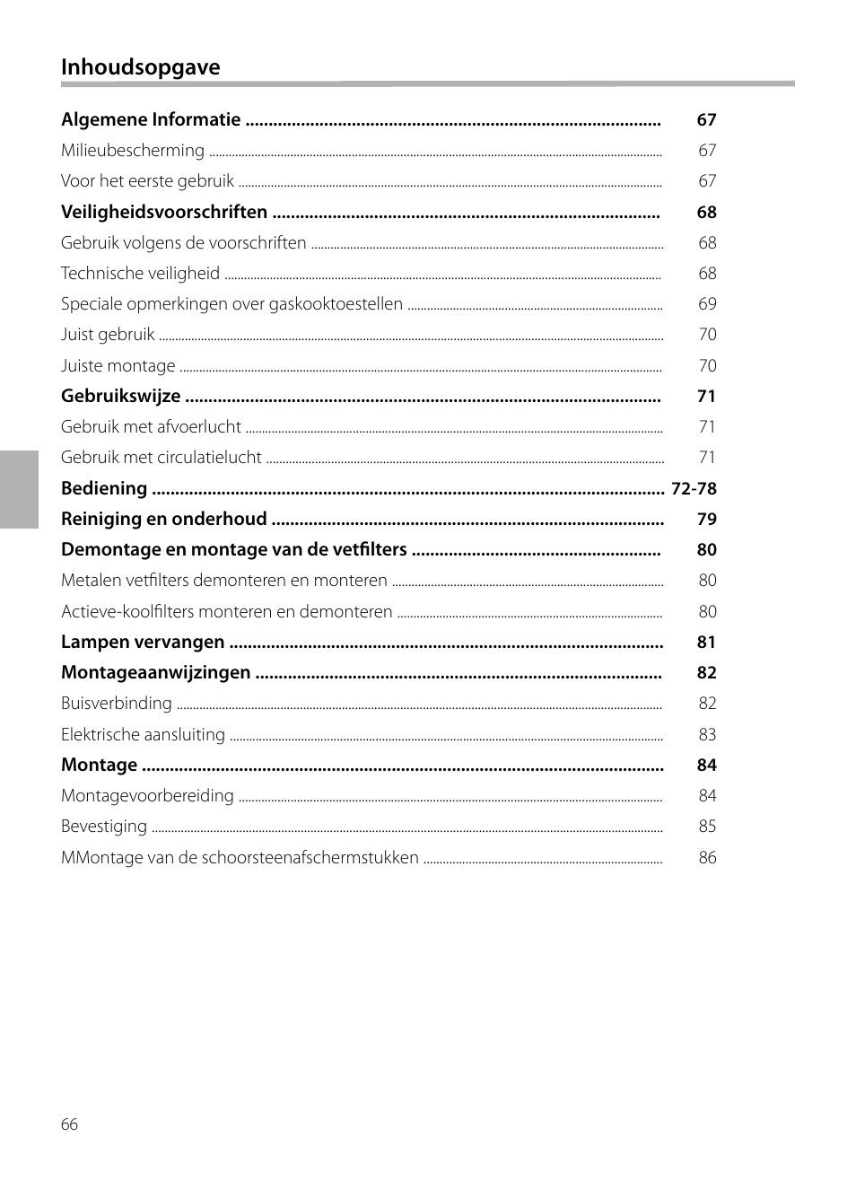 Inhoudsopgave | Siemens LC258BA90 User Manual | Page 66 / 156