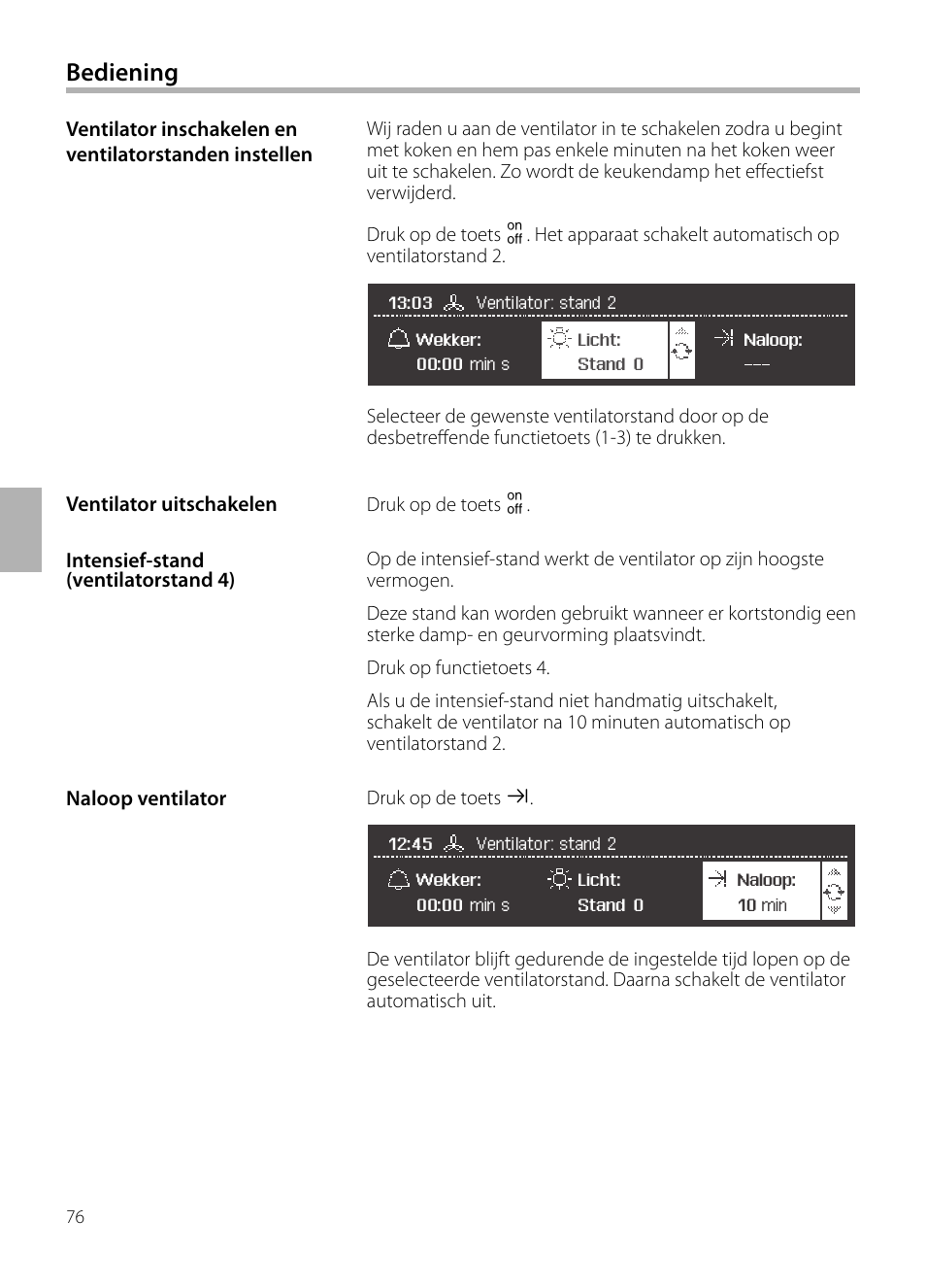 Bediening | Siemens LC258BA90 User Manual | Page 76 / 156