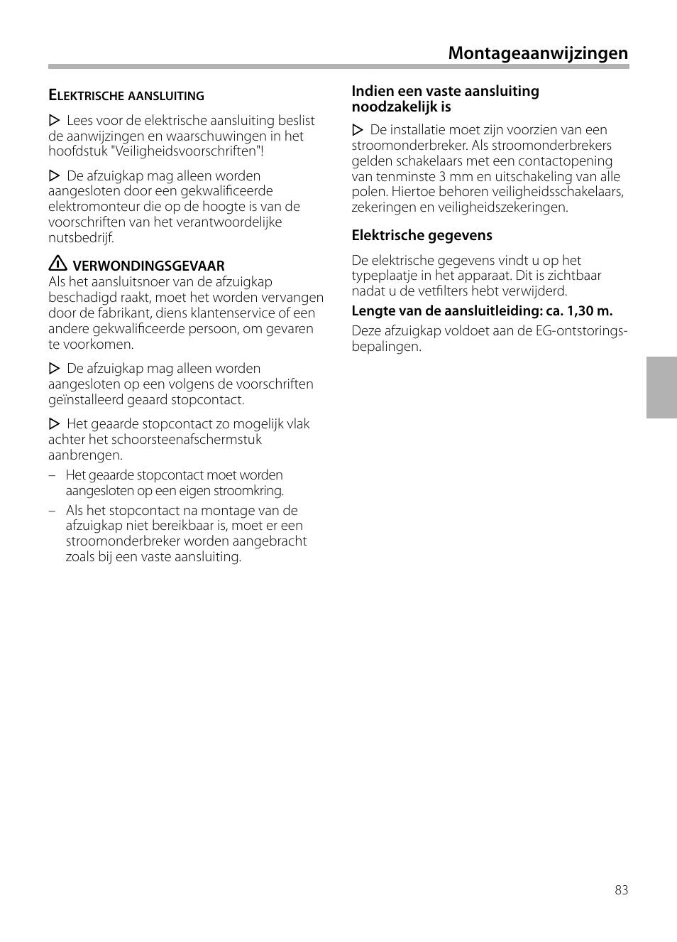 Montageaanwijzingen | Siemens LC258BA90 User Manual | Page 83 / 156