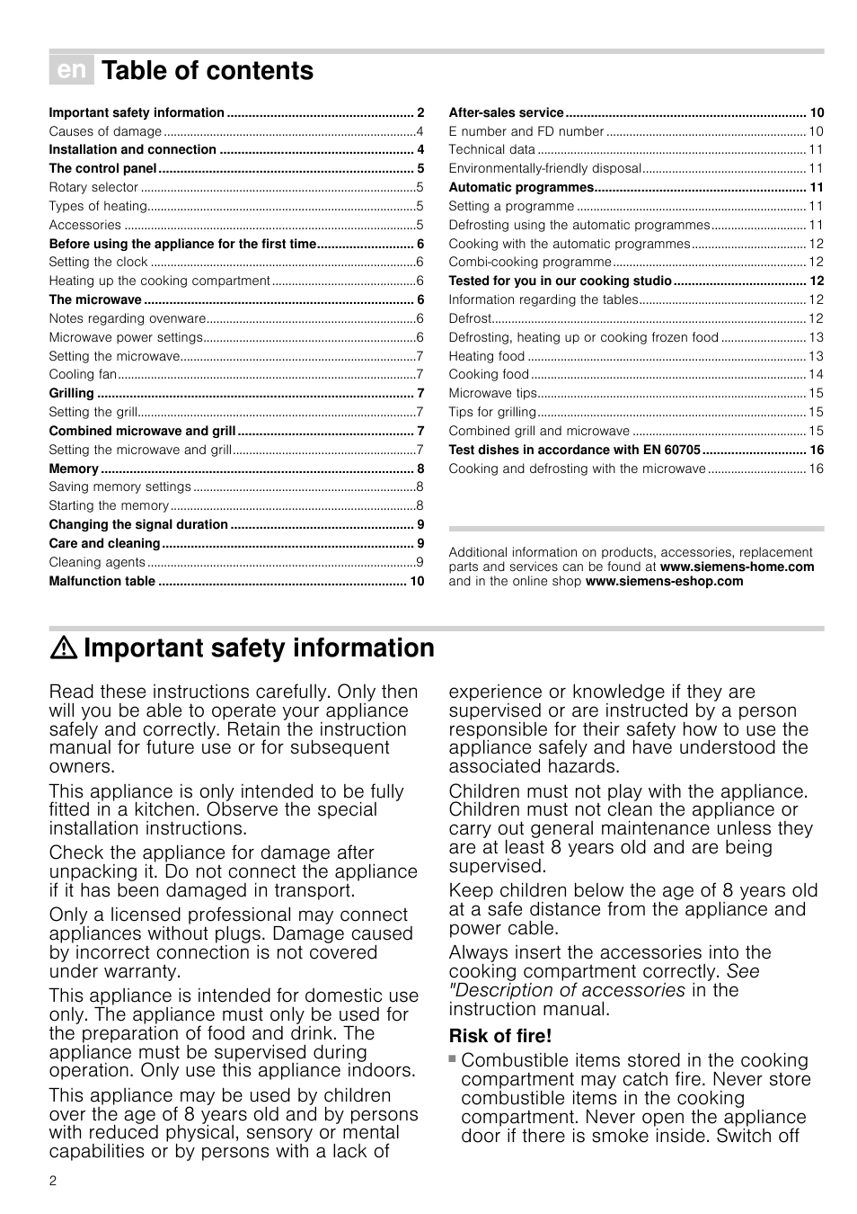 Siemens HF15G564 User Manual | Page 2 / 36