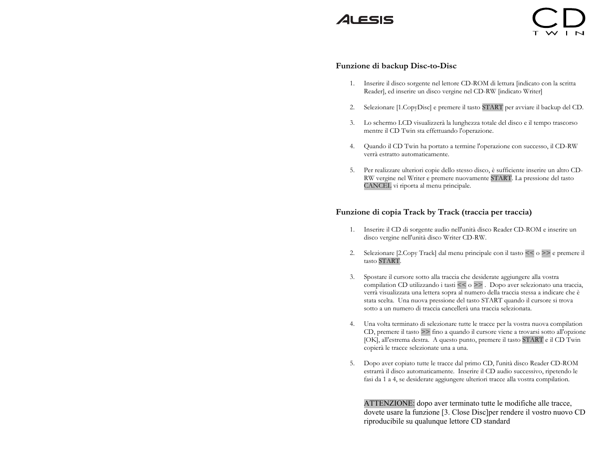 ALESIS CD Twin Portable CD Backup and Copy System User Manual | Page 11 / 11