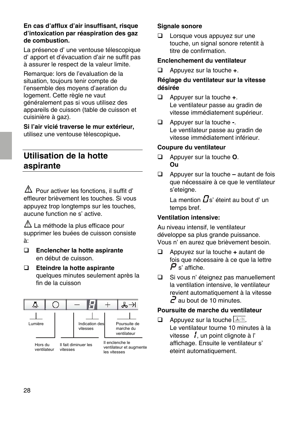 Utilisation de la hotte aspirante | Siemens LF259RB50 User Manual | Page 28 / 84