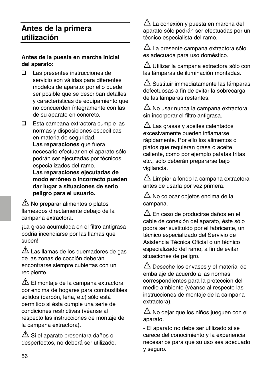 Antes de la primera utilizaciόn | Siemens LF259RB50 User Manual | Page 56 / 84