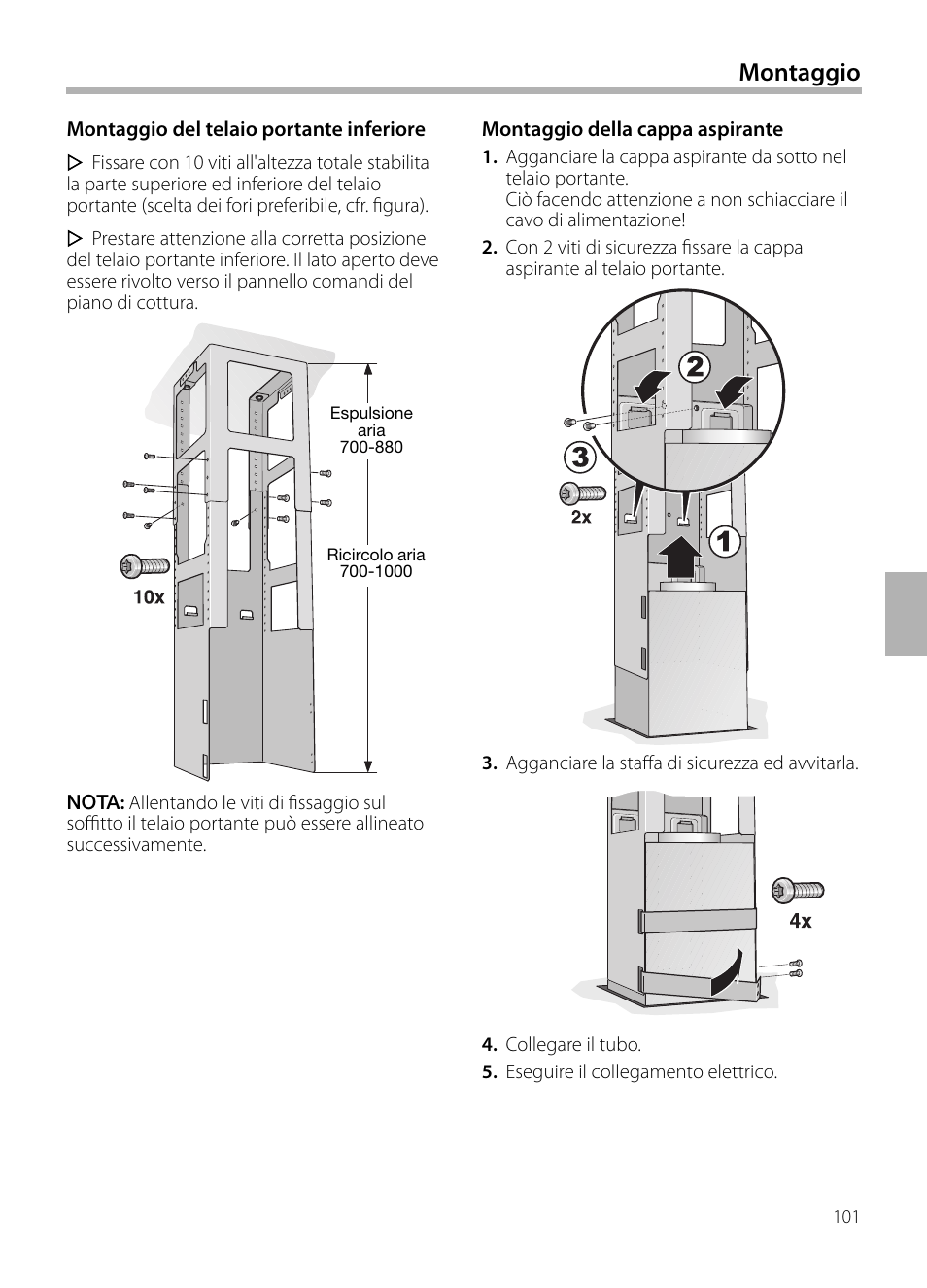 Montaggio | Siemens LF959BL90 User Manual | Page 101 / 148