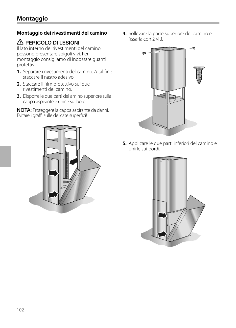 Montaggio | Siemens LF959BL90 User Manual | Page 102 / 148