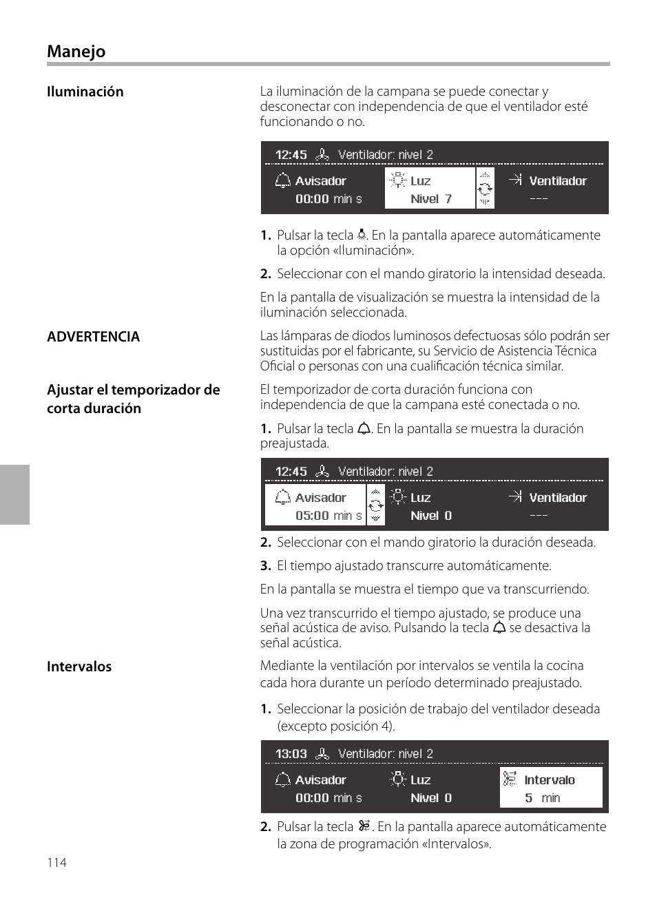 Manejo | Siemens LF959BL90 User Manual | Page 114 / 148