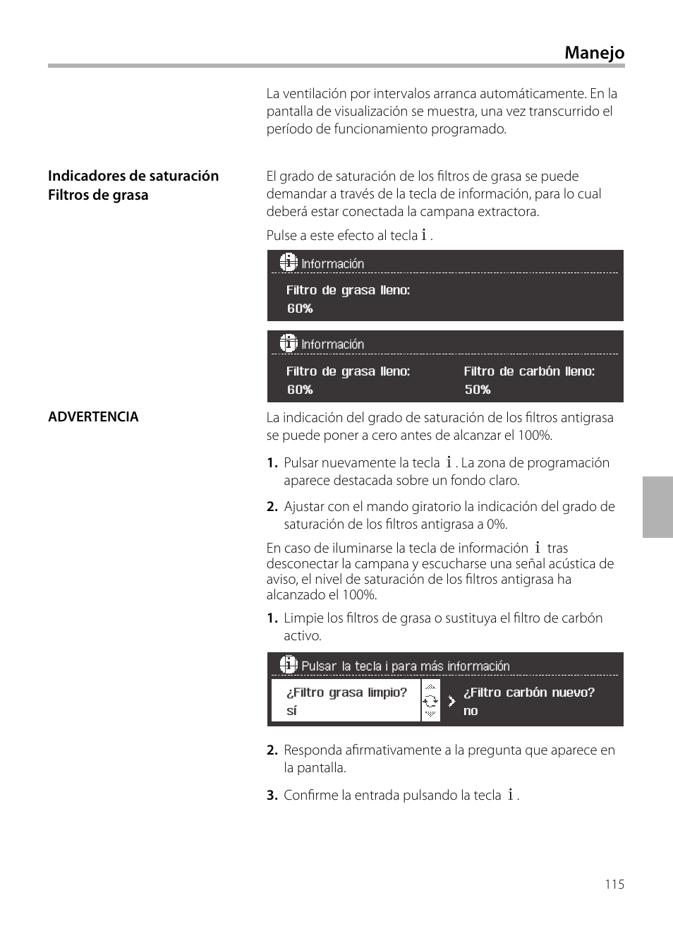 Manejo | Siemens LF959BL90 User Manual | Page 115 / 148