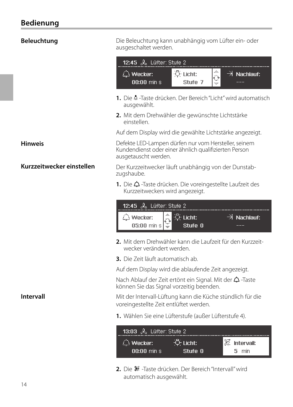 Bedienung | Siemens LF959BL90 User Manual | Page 14 / 148