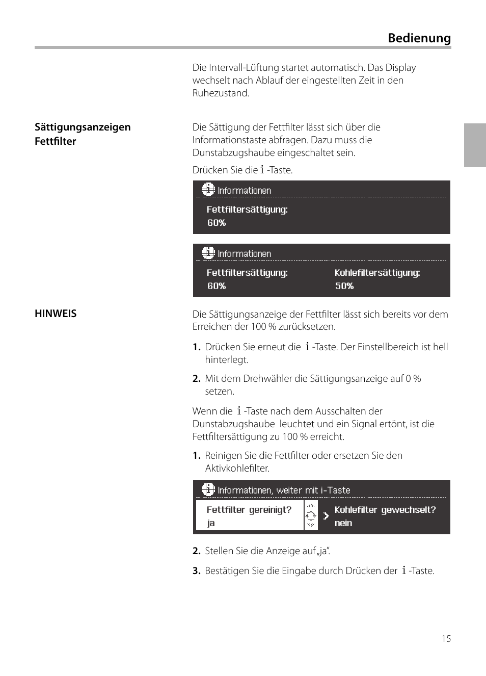 Bedienung | Siemens LF959BL90 User Manual | Page 15 / 148