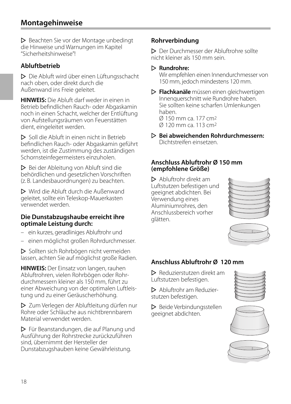 Montagehinweise | Siemens LF959BL90 User Manual | Page 18 / 148