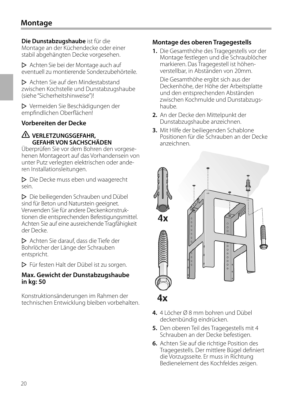 Montage | Siemens LF959BL90 User Manual | Page 20 / 148