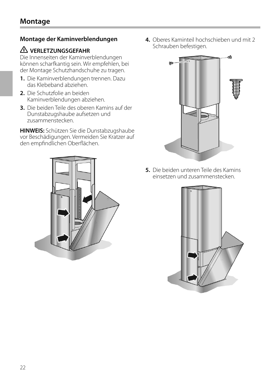 Montage | Siemens LF959BL90 User Manual | Page 22 / 148