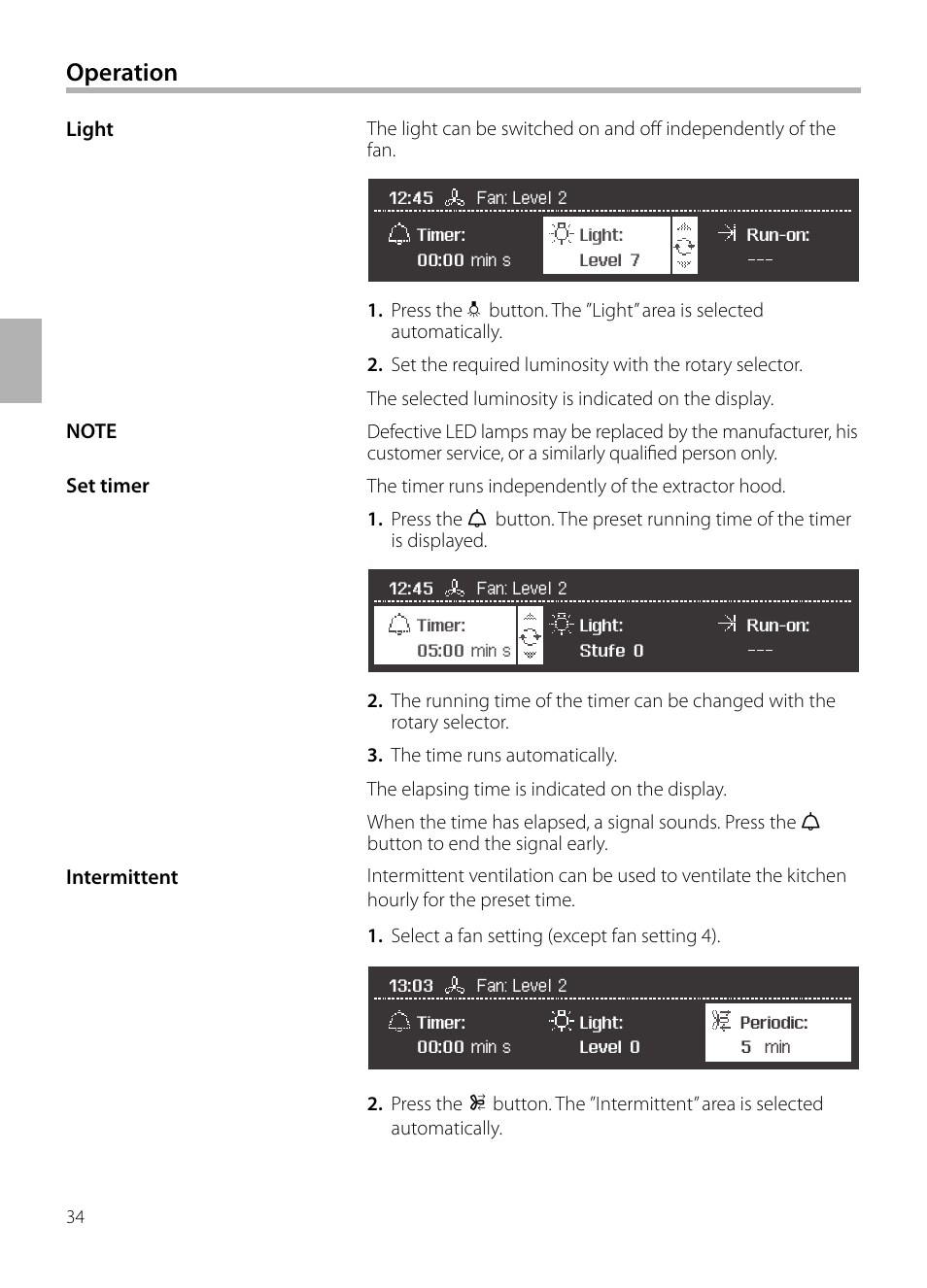 Operation | Siemens LF959BL90 User Manual | Page 34 / 148