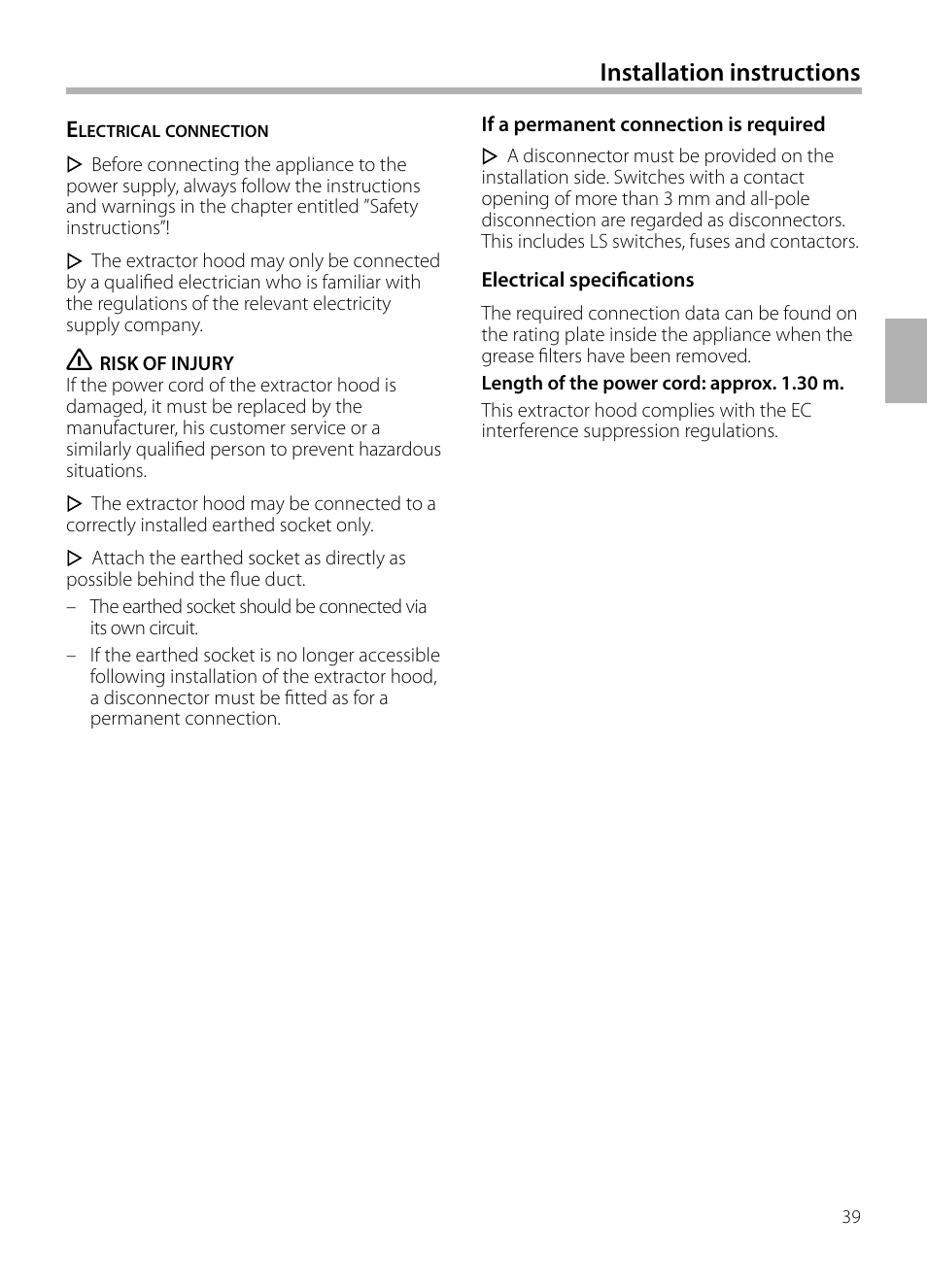 Installation instructions | Siemens LF959BL90 User Manual | Page 39 / 148