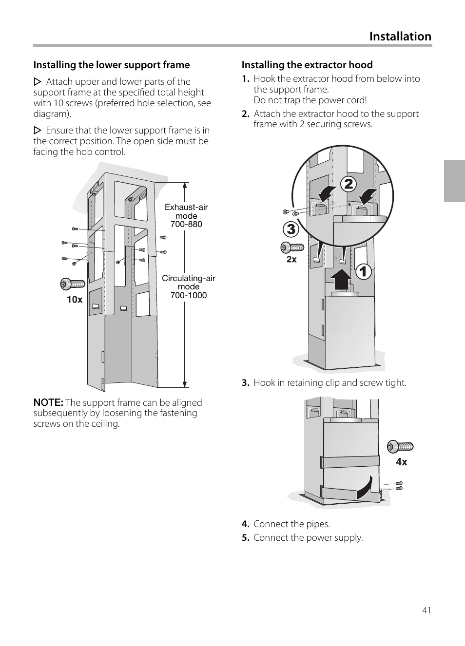 Installation | Siemens LF959BL90 User Manual | Page 41 / 148