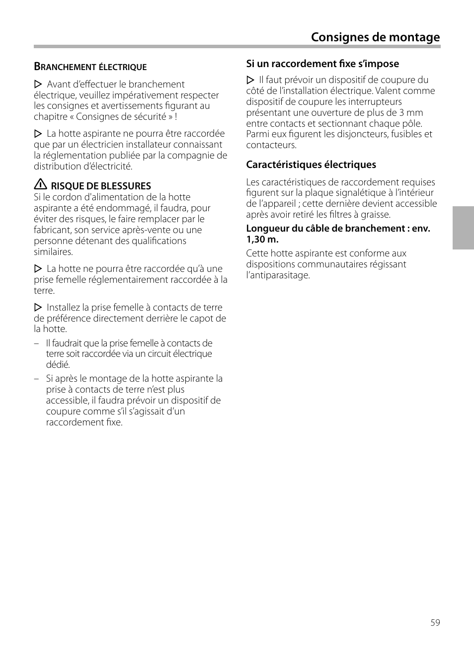 Consignes de montage | Siemens LF959BL90 User Manual | Page 59 / 148