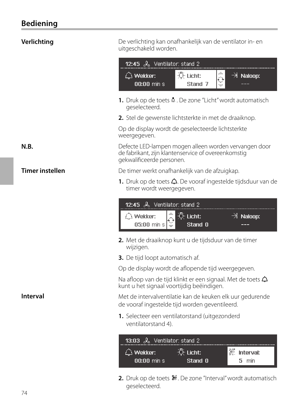 Bediening | Siemens LF959BL90 User Manual | Page 74 / 148