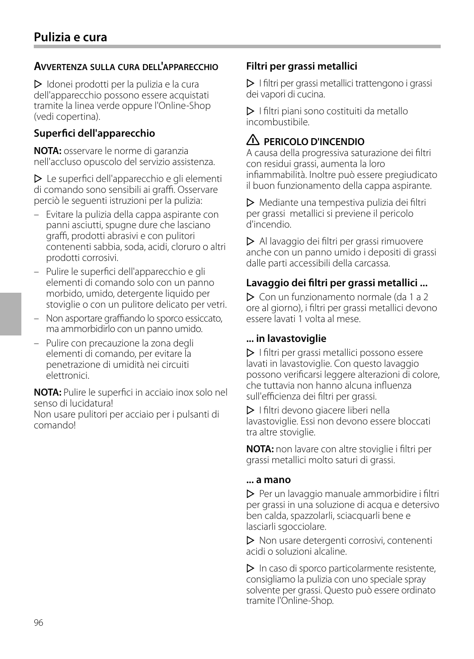 Pulizia e cura | Siemens LF959BL90 User Manual | Page 96 / 148