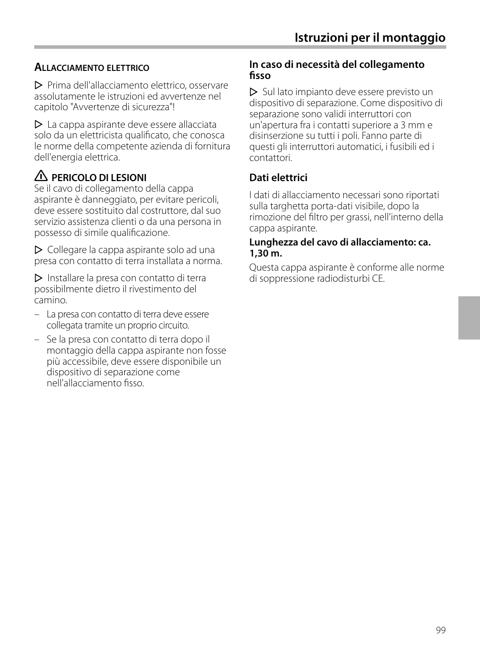 Istruzioni per il montaggio | Siemens LF959BL90 User Manual | Page 99 / 148