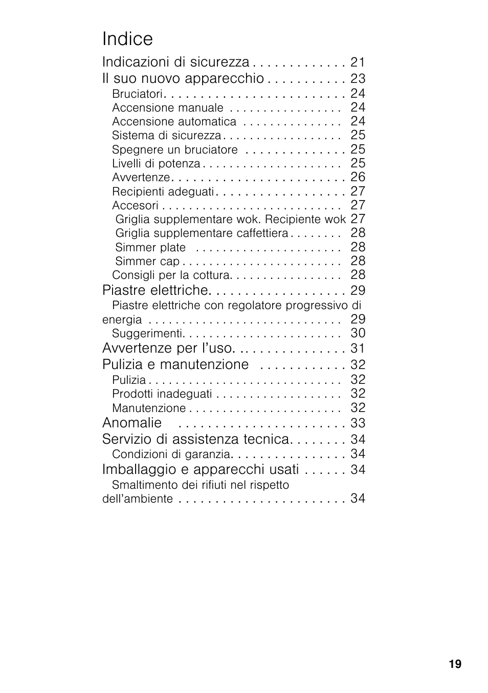 Indice | Siemens EC645PB90E User Manual | Page 18 / 65