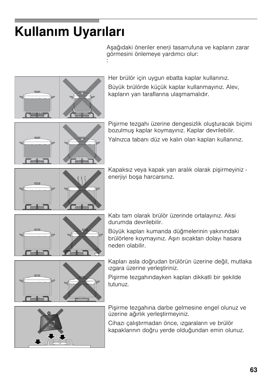 Kullanım uyarıları | Siemens EC645PB90E User Manual | Page 62 / 65