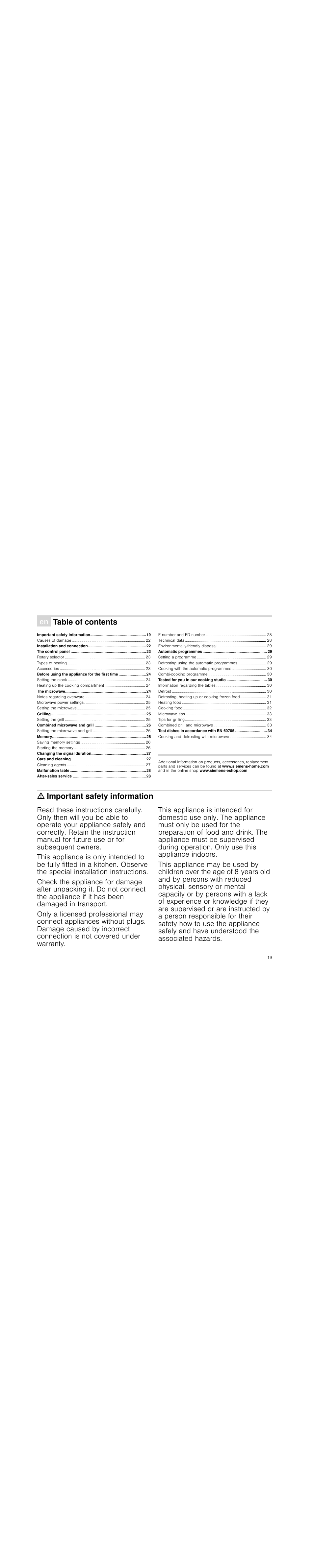 Siemens HF15G561 User Manual | Page 19 / 72