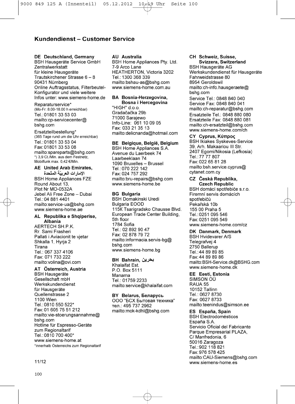 Siemens VS06G2080 User Manual | Page 100 / 117