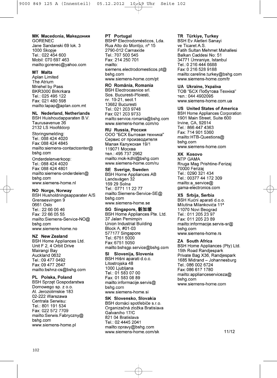 Siemens VS06G2080 User Manual | Page 102 / 117