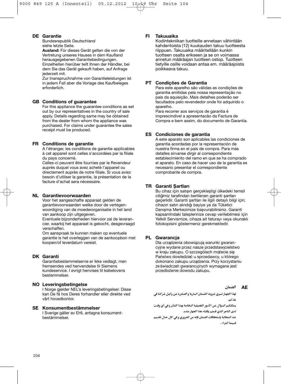 Siemens VS06G2080 User Manual | Page 103 / 117