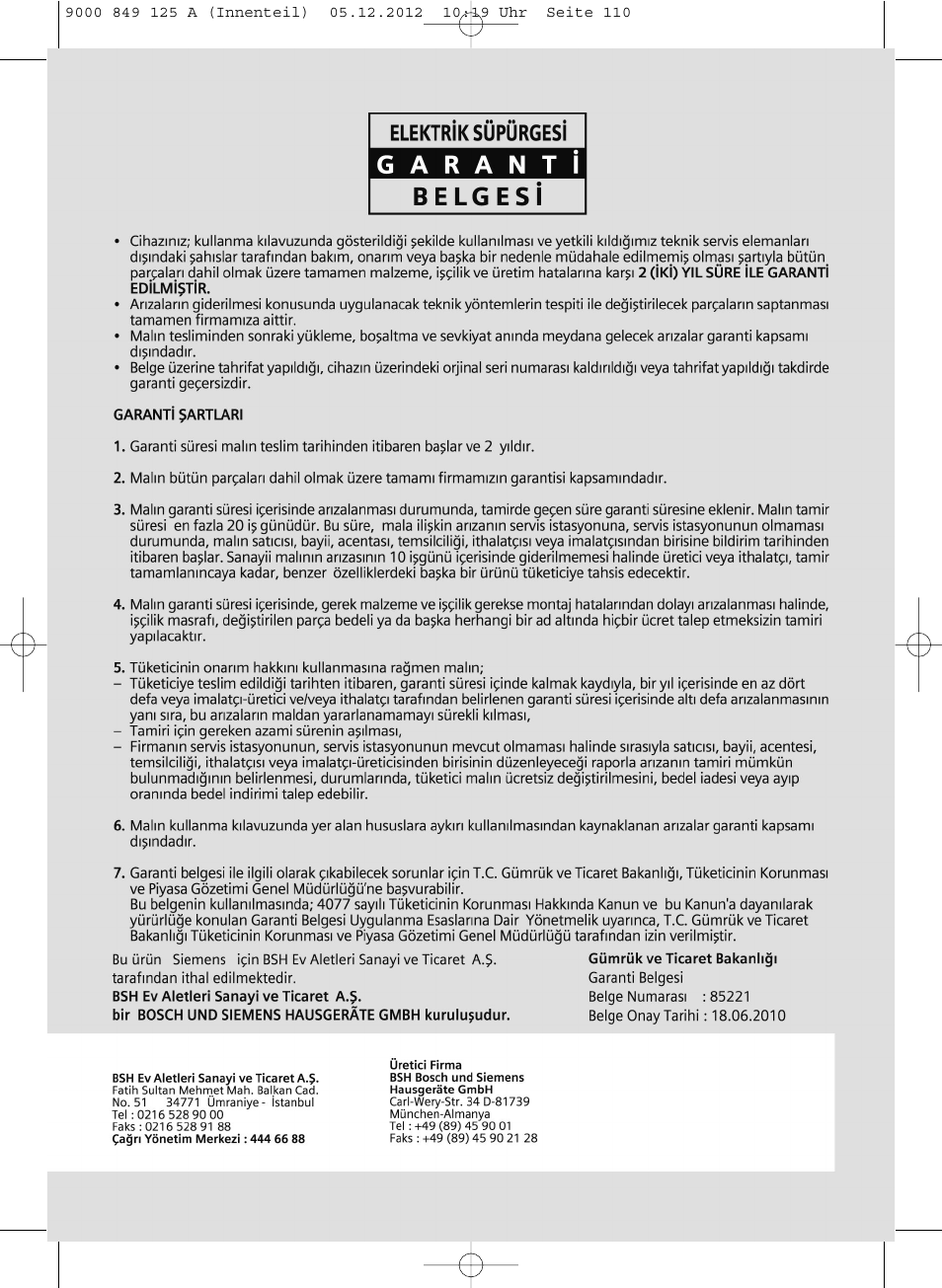 Siemens VS06G2080 User Manual | Page 109 / 117