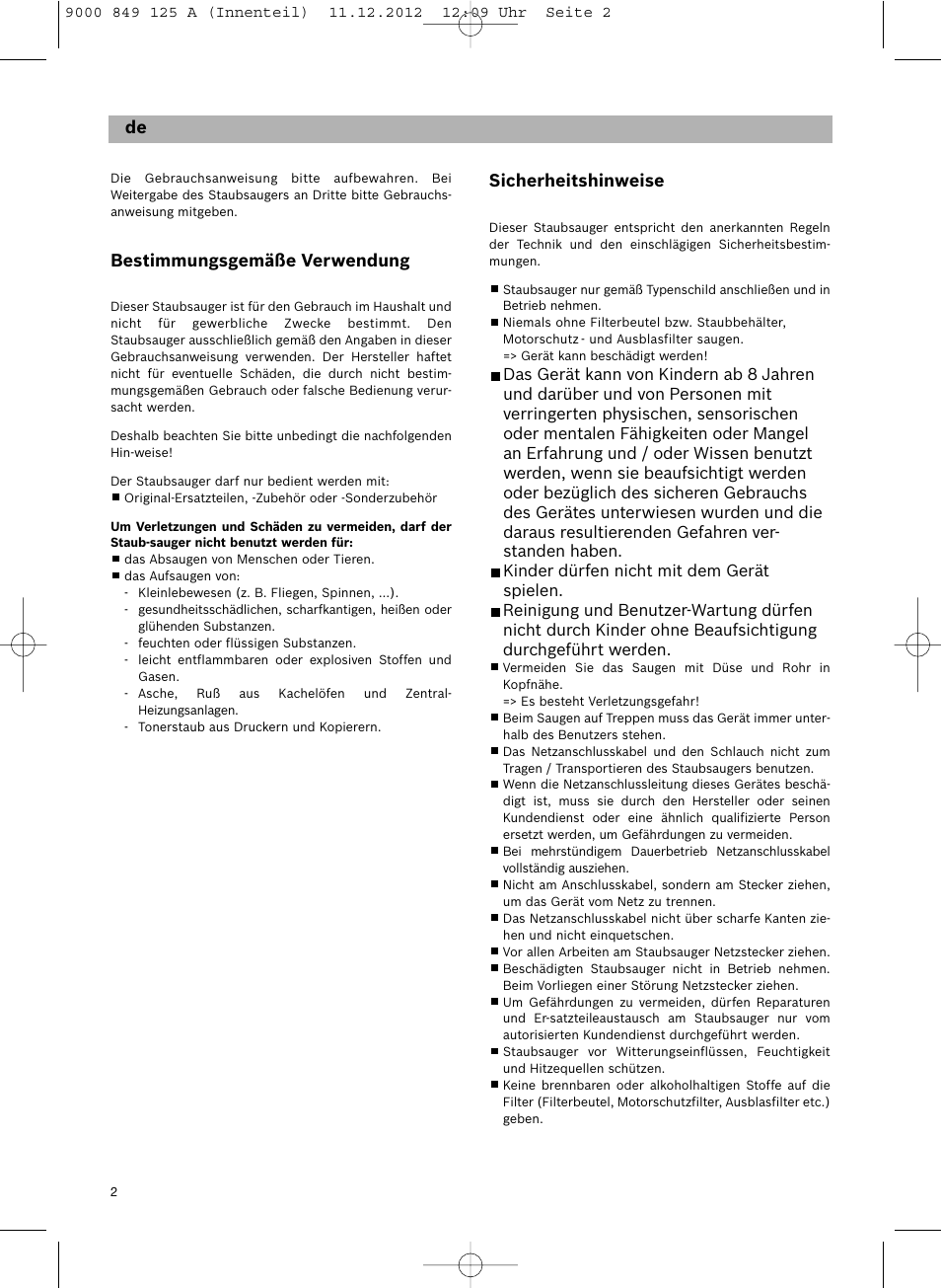 Sicherheitshinweise, Bestimmungsgemäße verwendung | Siemens VS06G2080 User Manual | Page 3 / 117