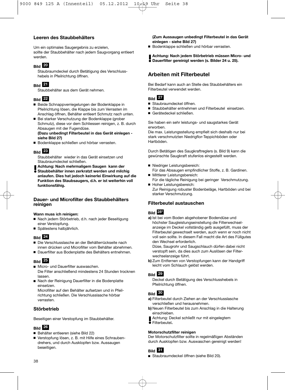 Arbeiten mit filterbeutel | Siemens VS06G2080 User Manual | Page 39 / 117
